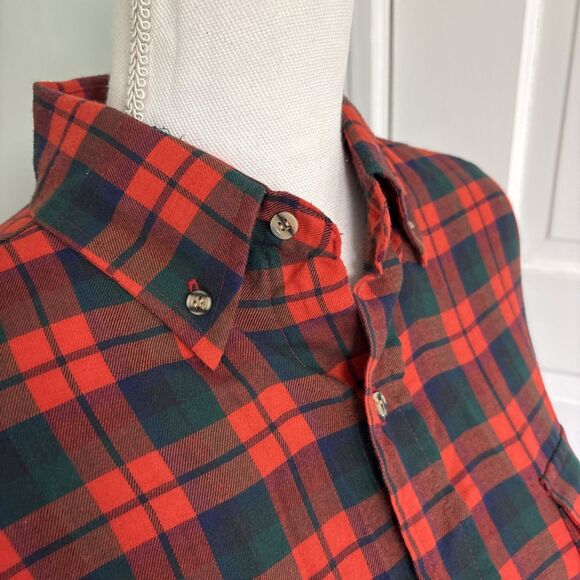 1950s Vintage McGregor Sportswear Flannel Plaid  Shirt Red Mens Medium - Picture 2 of 5